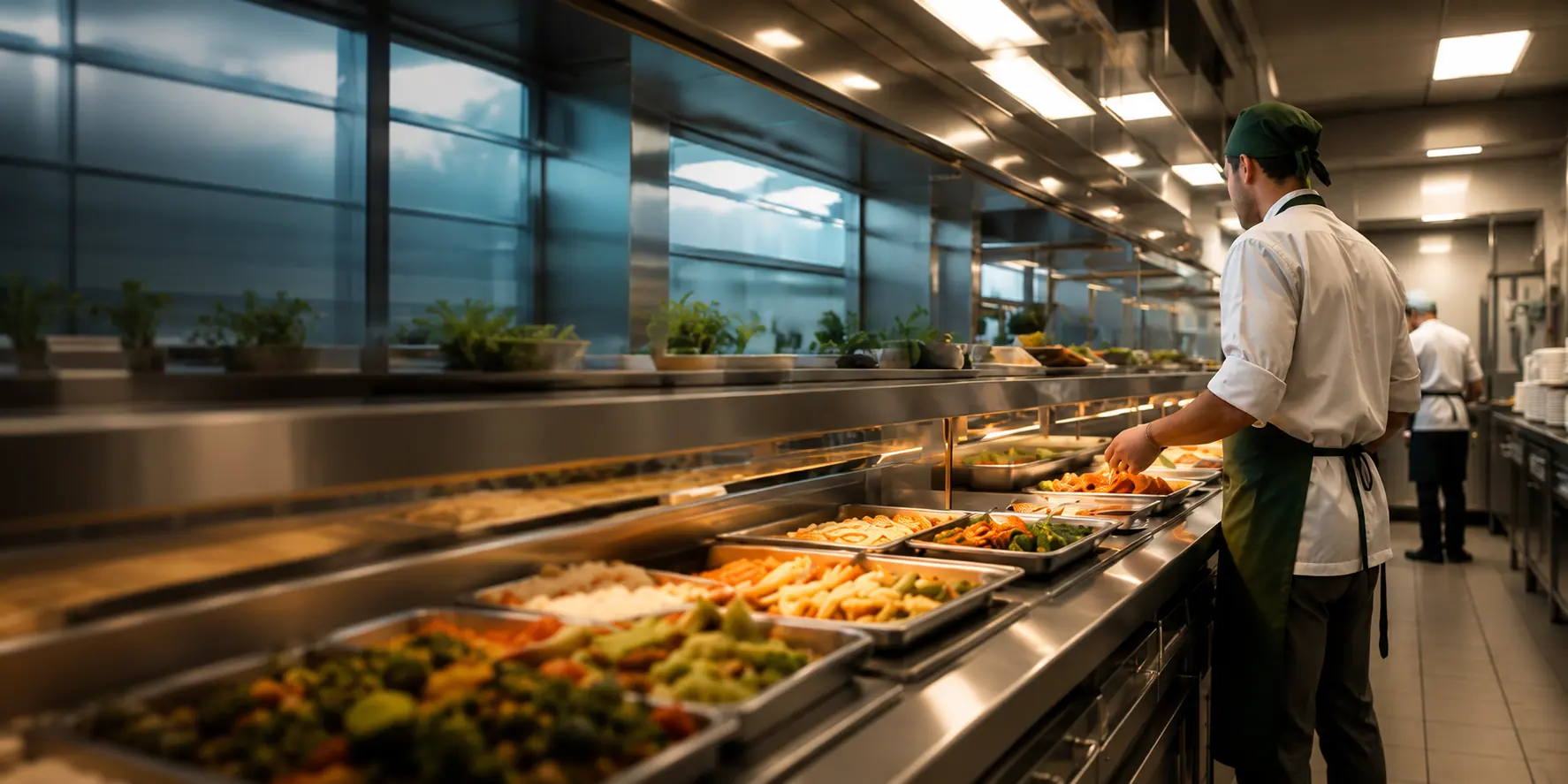 Linha de servida de um restaurante atendido pela Food Leve